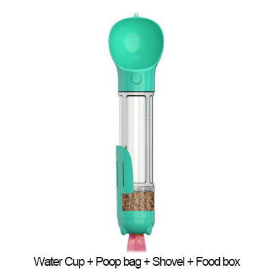 Portable Pet Travel Bottle – 3-in-1 Dog Water Feeder & Waste Bag Dispenser