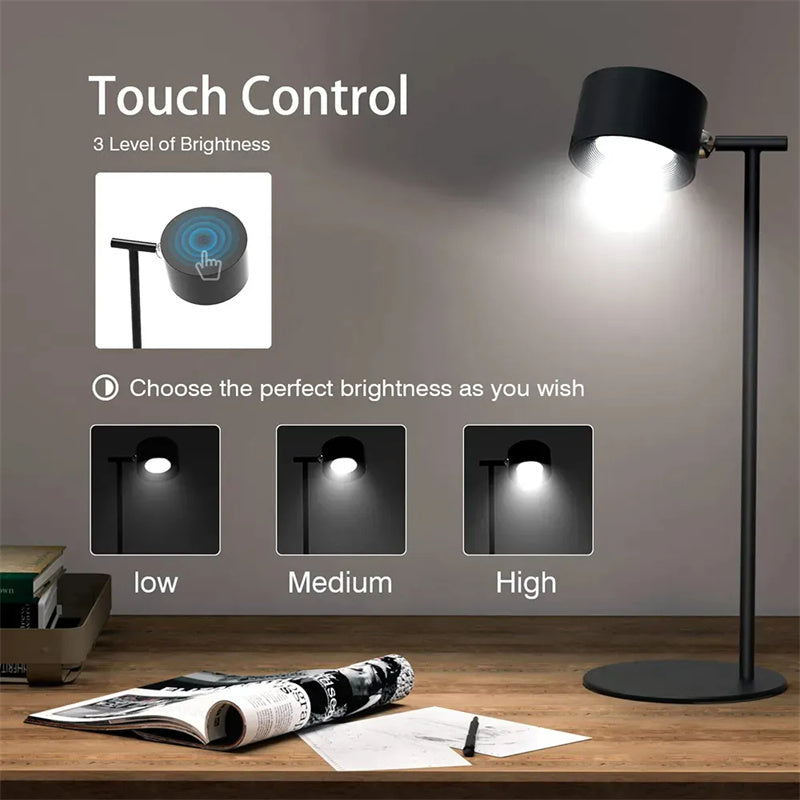 Smart Magnetic LED Table Lamp Wireless Rechargeable 360° Adjustable Night Light with Remote