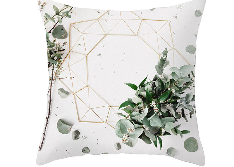 Light Tropical Plants Peach Skin Fleece Pillowcase – Soft Home Decor Cushion Cover