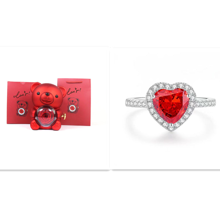 Eternal Flower Teddy Bear Jewelry Box – Romantic Gift for Girlfriend & Wife