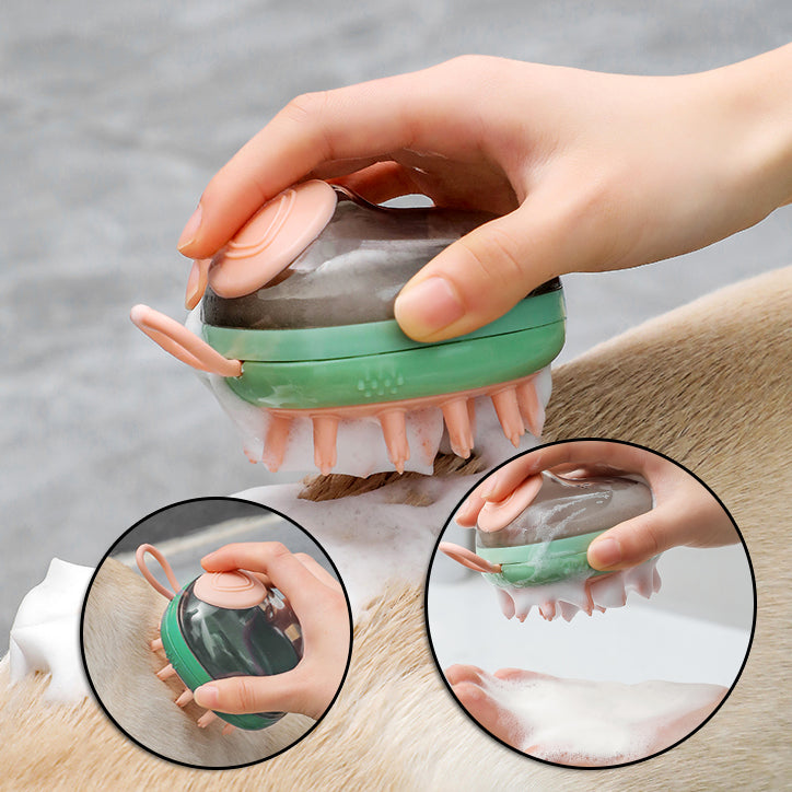 Pet Bath Brush with Shampoo Dispenser – 2-in-1 Dog & Cat Grooming Tool