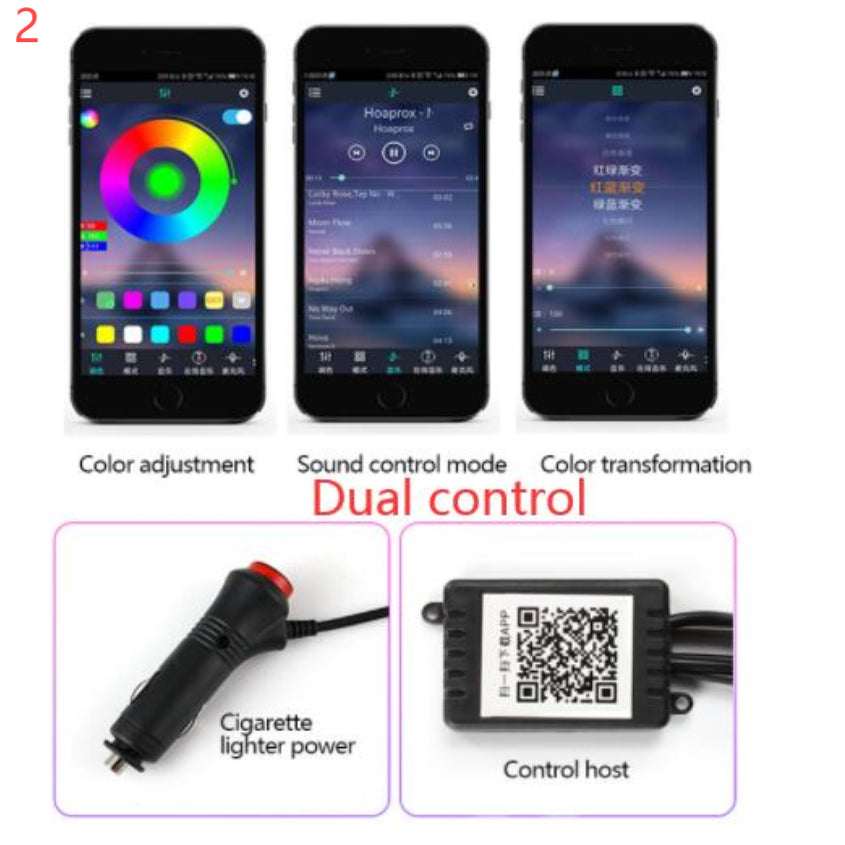 Car Fiber Optic Ambient Light Kit – RGB LED Interior Lights with App & Music Sync Control