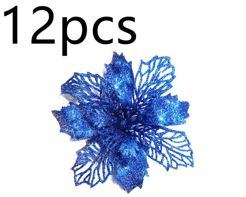Christmas Glitter Fake Flowers – Festive Tree Decorations for Home & Party Setup