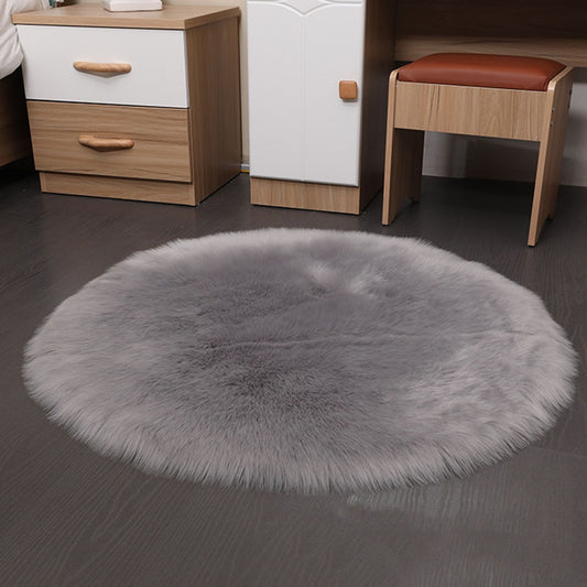 Cozy Faux Sheepskin Area Rug – Round Fluffy Carpet for Bedroom & Living Room