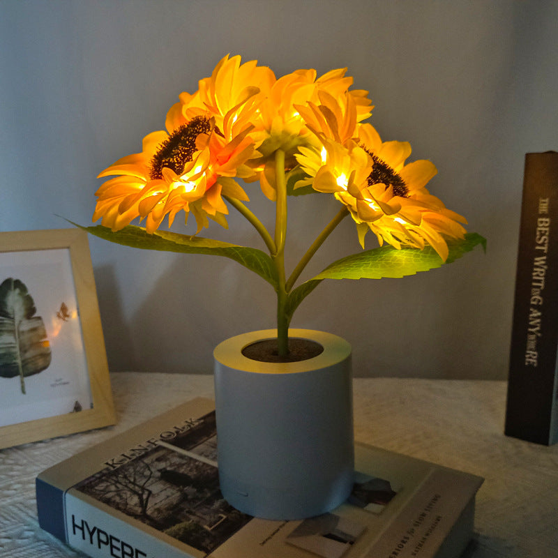 Sunflower LED Night Light – Rechargeable Decorative Desk Lamp for Home & Bedroom Decor