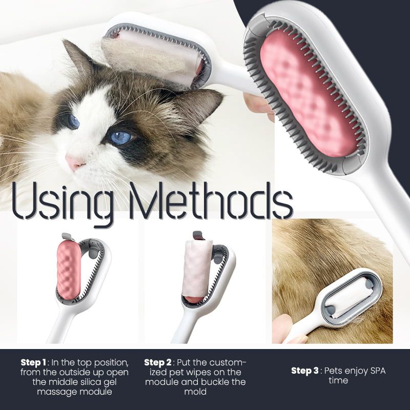 Cat Hair Removal Comb with Disposable Wipes – Pet Grooming Tool