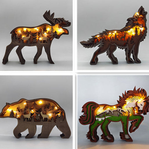 3D Wooden Animal Carving Wall Art – Rustic Cabin Decor, Handmade Christmas Gift Ornament
