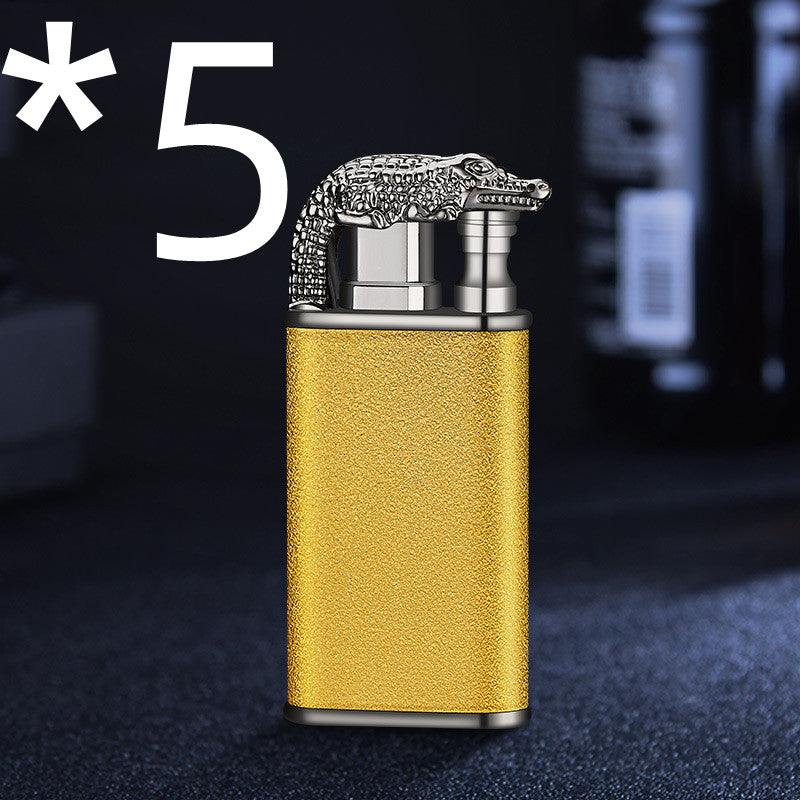 Windproof Jet Flame Torch Lighter – Creative Dolphin Dragon Tiger Double Fire Metal Refillable Lighter