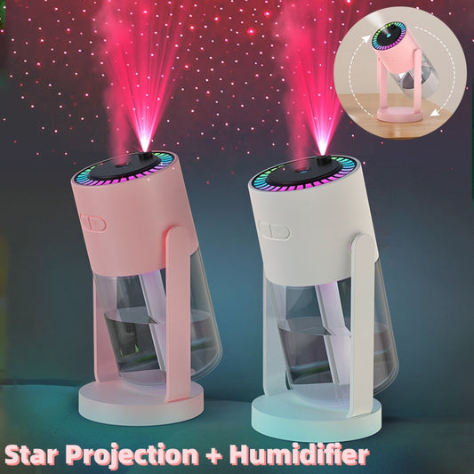 Starry Sky Projector Humidifier – Portable USB LED Night Light Diffuser