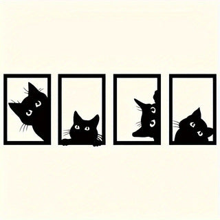 Stylish Black Cat Metal Wall Decor – Modern Minimalist Home Wall Art Accent