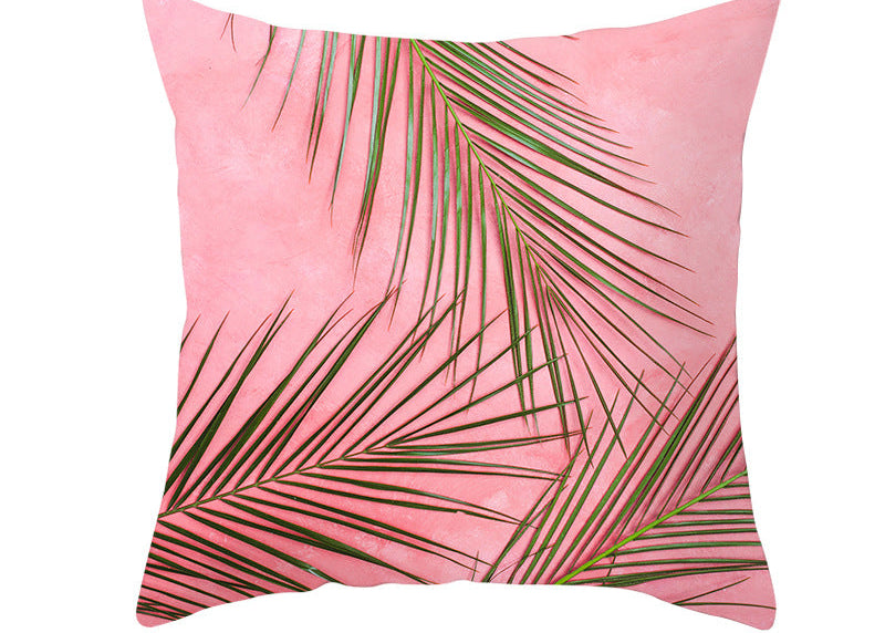 Light Tropical Plants Peach Skin Fleece Pillowcase – Soft Home Decor Cushion Cover
