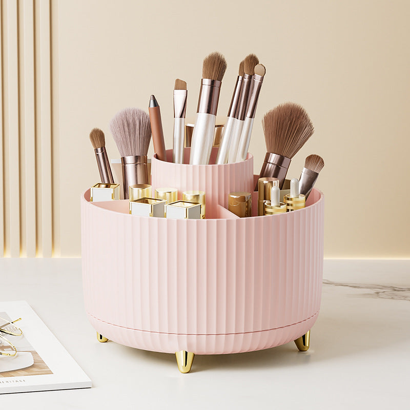 Vanity Makeup Brush Organizer – Desktop Swivel Cosmetic Storage Holder for Makeup Tools