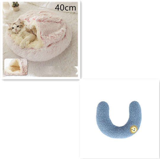 Cozy Round 2‑in‑1 Cat & Dog Bed – Warm Winter Pet Bed, Plush Soft Comfort House