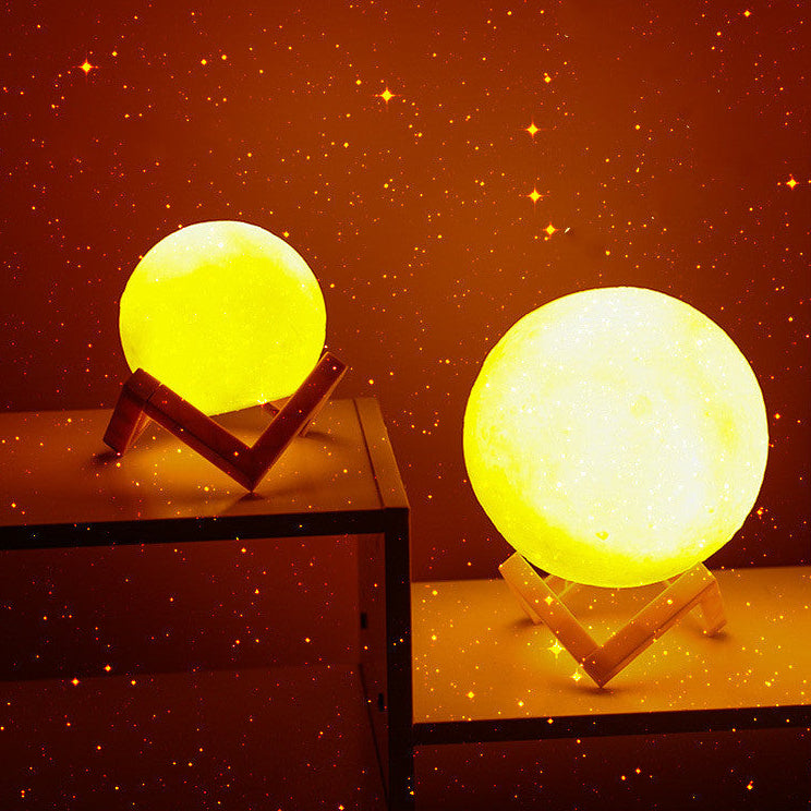Aesthetic Moon Lamp LED Night Light – 3D Printed Touch Lamp for Room Decor
