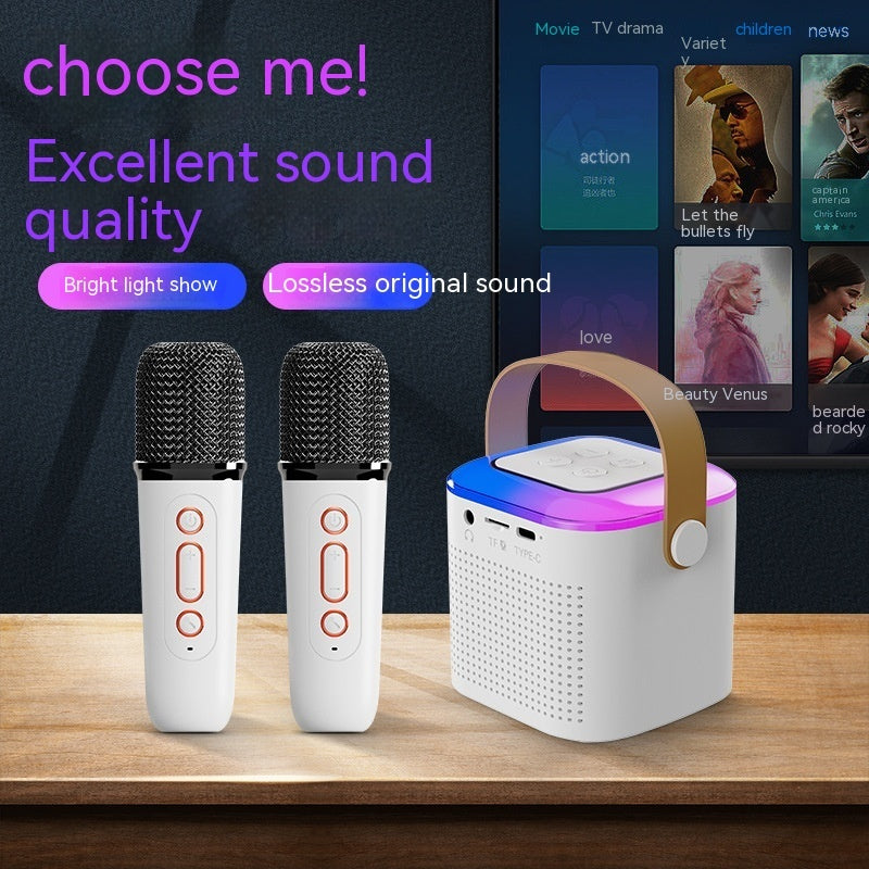 Wireless Karaoke Speaker System – Bluetooth RGB Microphone Set for Home Party & Entertainment