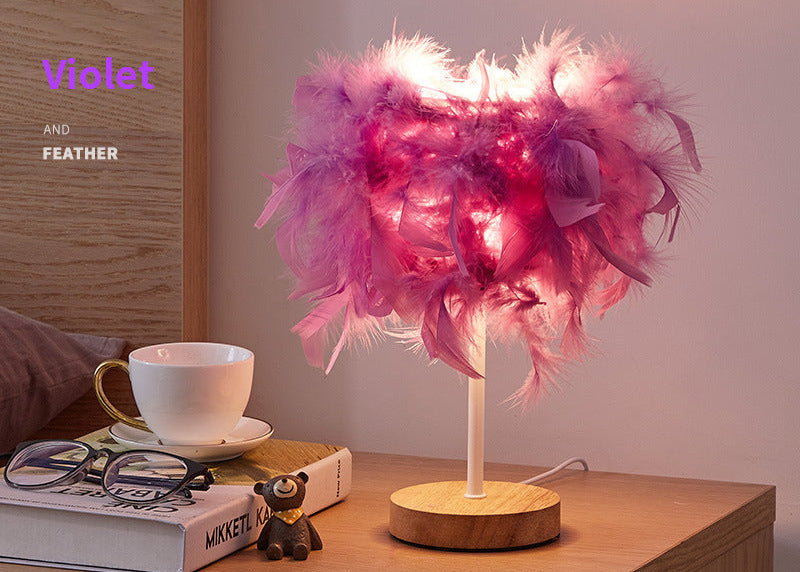 LED Feather Lamp – Elegant Bedside Table Light for Bedroom & Living Room Decor