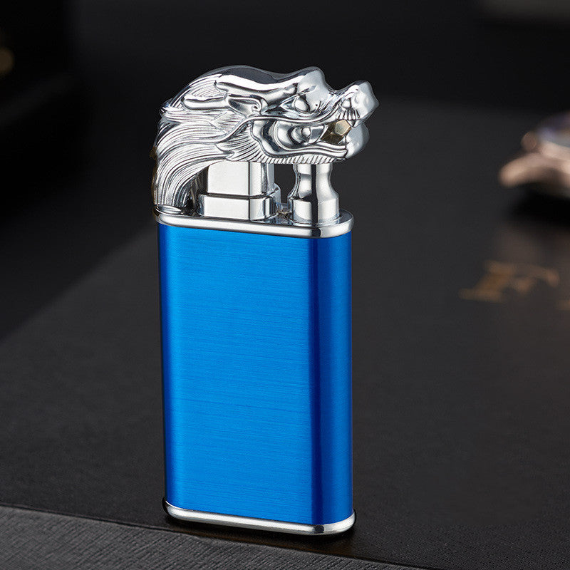 Windproof Jet Flame Torch Lighter – Creative Dolphin Dragon Tiger Double Fire Metal Refillable Lighter