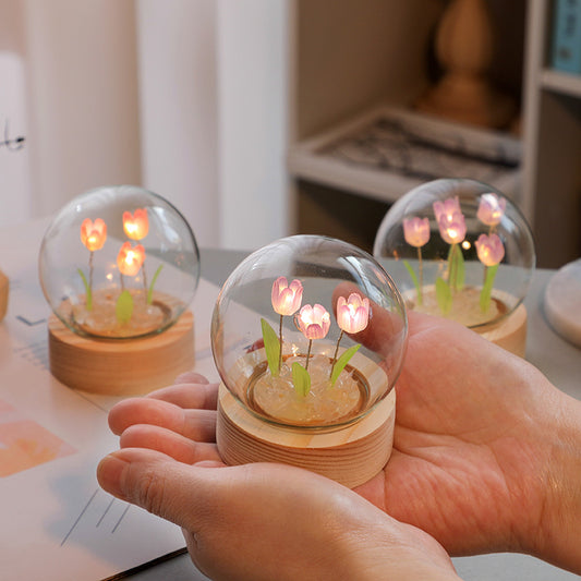 Cute Tulip LED Lamp – Night Light for Bedroom & Desk Decor