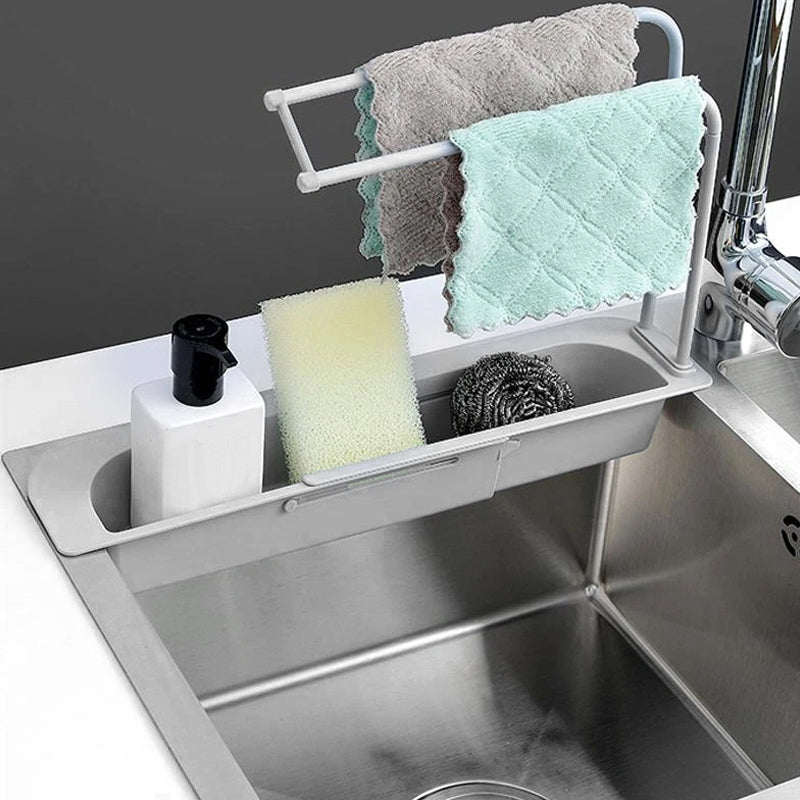 Space-Saving Sink Rack Holder – Telescopic Adjustable Kitchen Storage Organizer for Cleaning Supplies