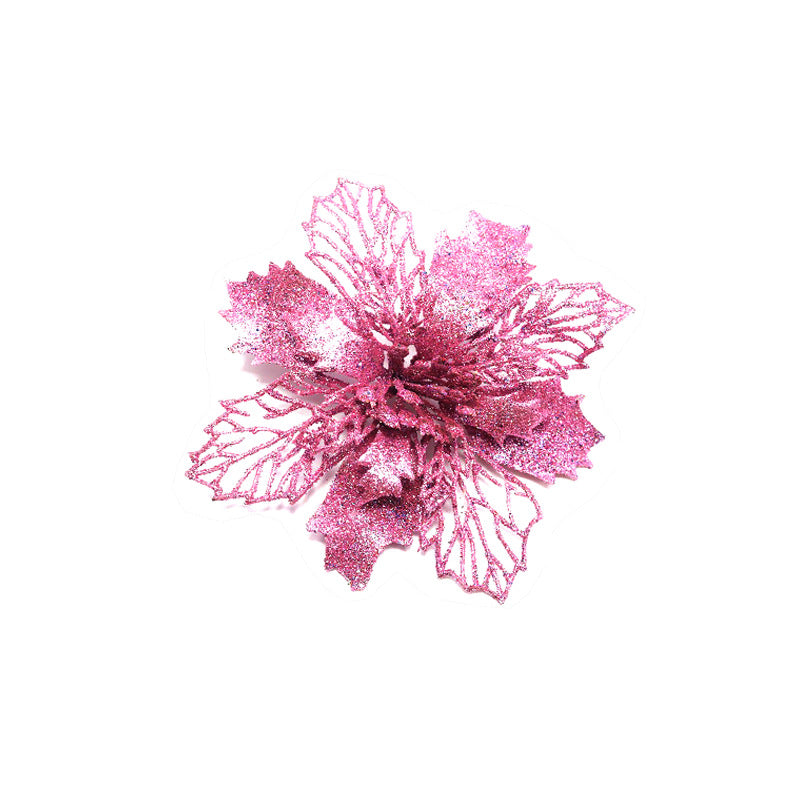 Christmas Glitter Fake Flowers – Festive Tree Decorations for Home & Party Setup