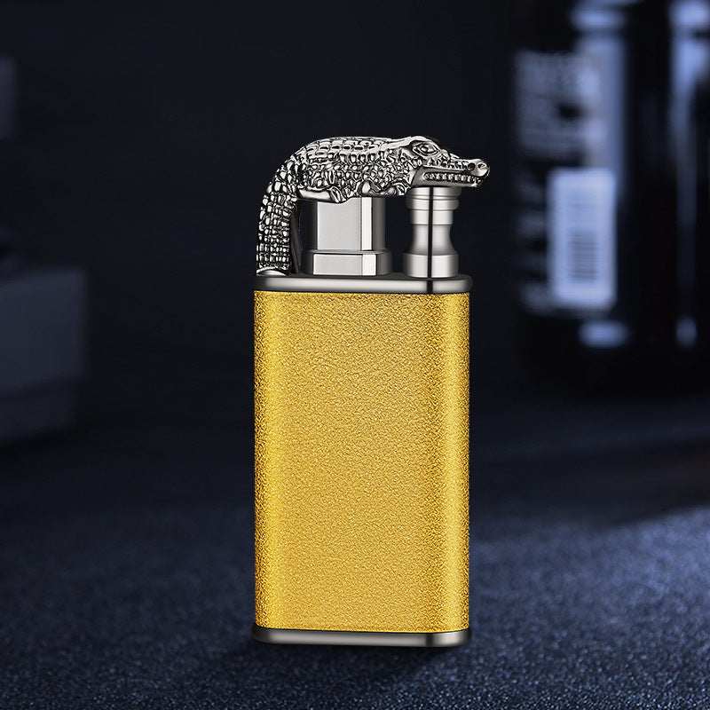 Windproof Jet Flame Torch Lighter – Creative Dolphin Dragon Tiger Double Fire Metal Refillable Lighter