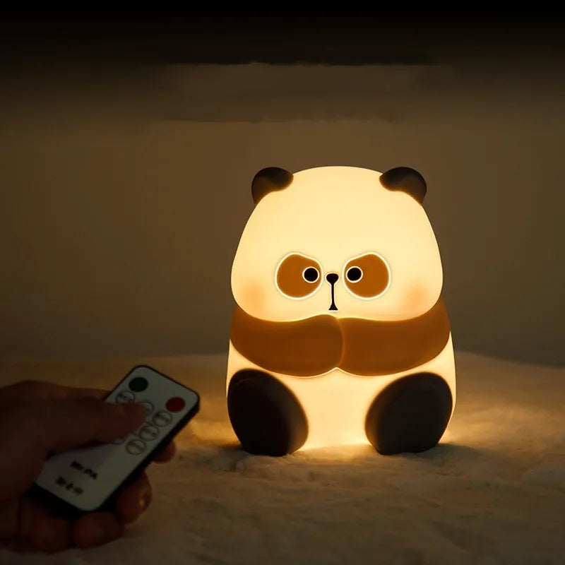 Baby Panda Night Light Silicone LED Cute Lamp for Kids Sleep Aid Bedroom Nursery