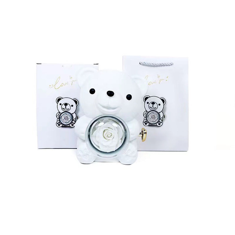 Eternal Flower Teddy Bear Jewelry Box – Romantic Gift for Girlfriend & Wife