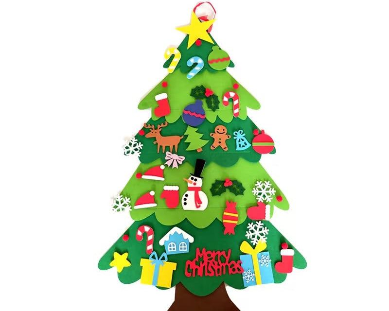 Children’s Felt Christmas Tree with LED Lights – DIY Wall Hanging Holiday Decoration