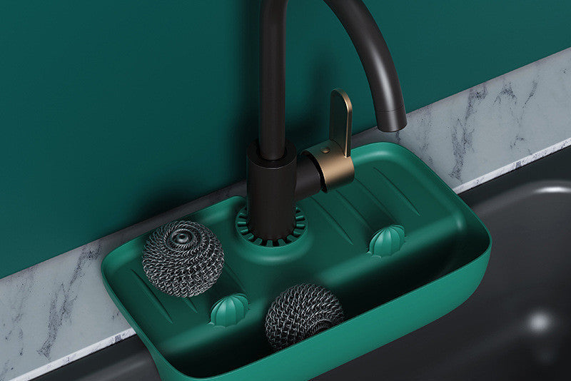 Kitchen Sponge Holder Rack – Anti Skid Drain Organizer for Sink Essentials