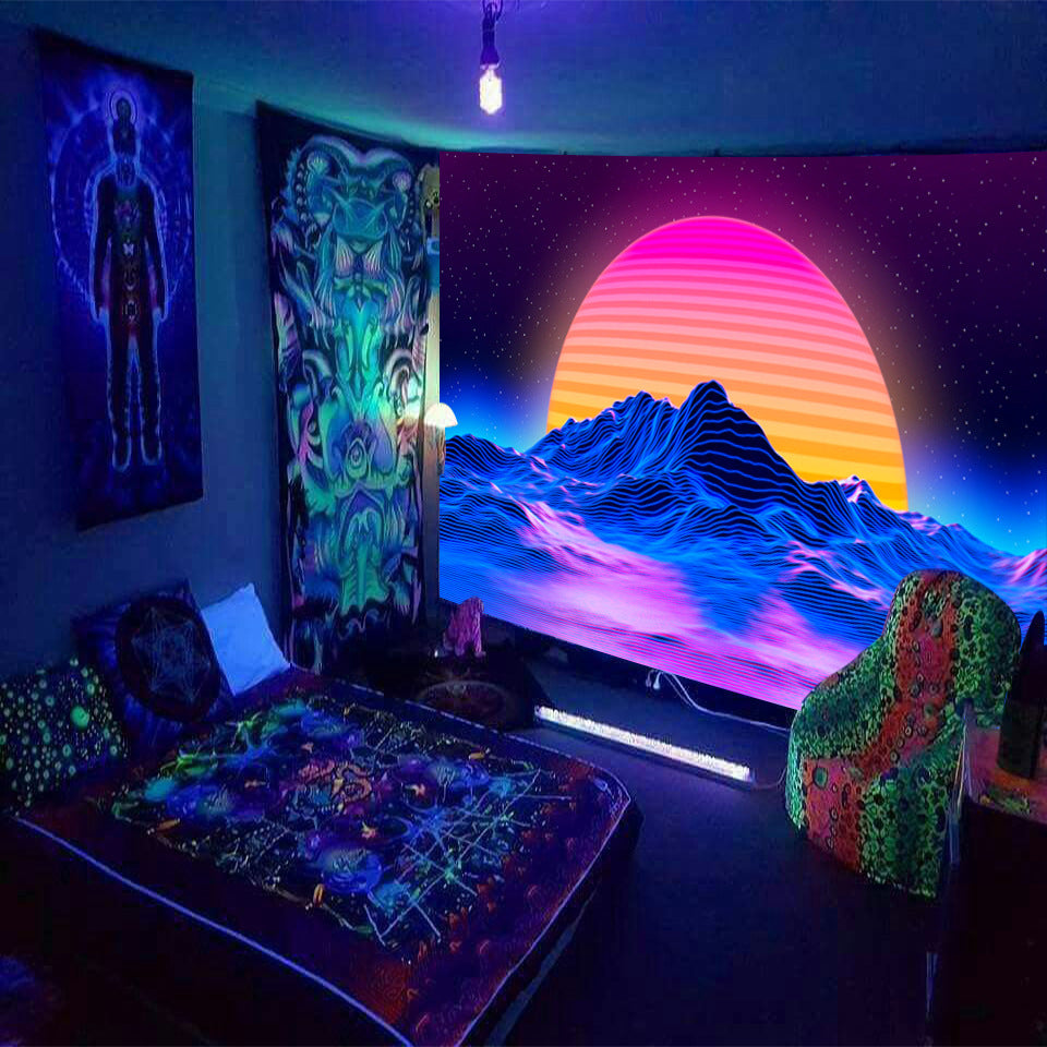 Fluorescent Wall Tapestry – Game Room & Dorm Room Hanging Decor