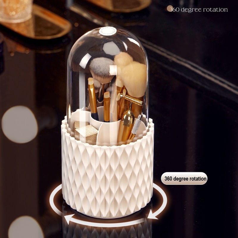 360° Rotating Large Makeup Organizer – Brush & Pen Storage Holder