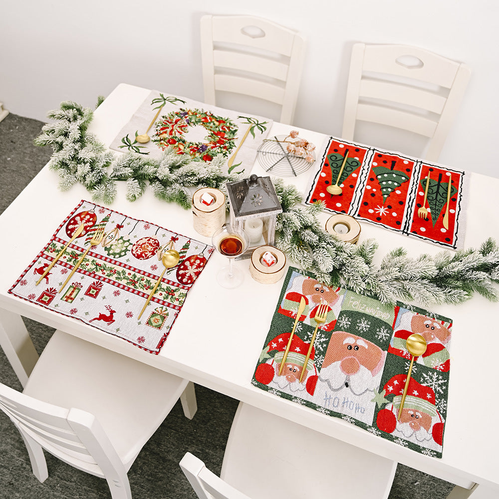 Christmas Dining Table Knitted Placemats – Holiday Home Decor Table Setting Mats