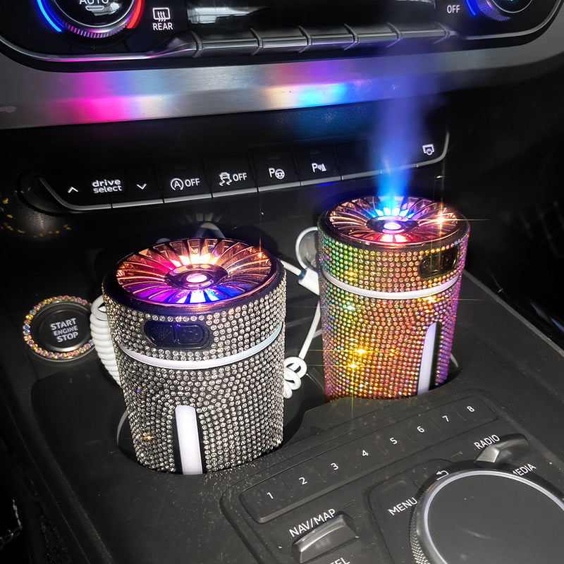 Car Aromatherapy Diffuser LED – Diamond Humidifier Air Freshener for Relaxing Drives
