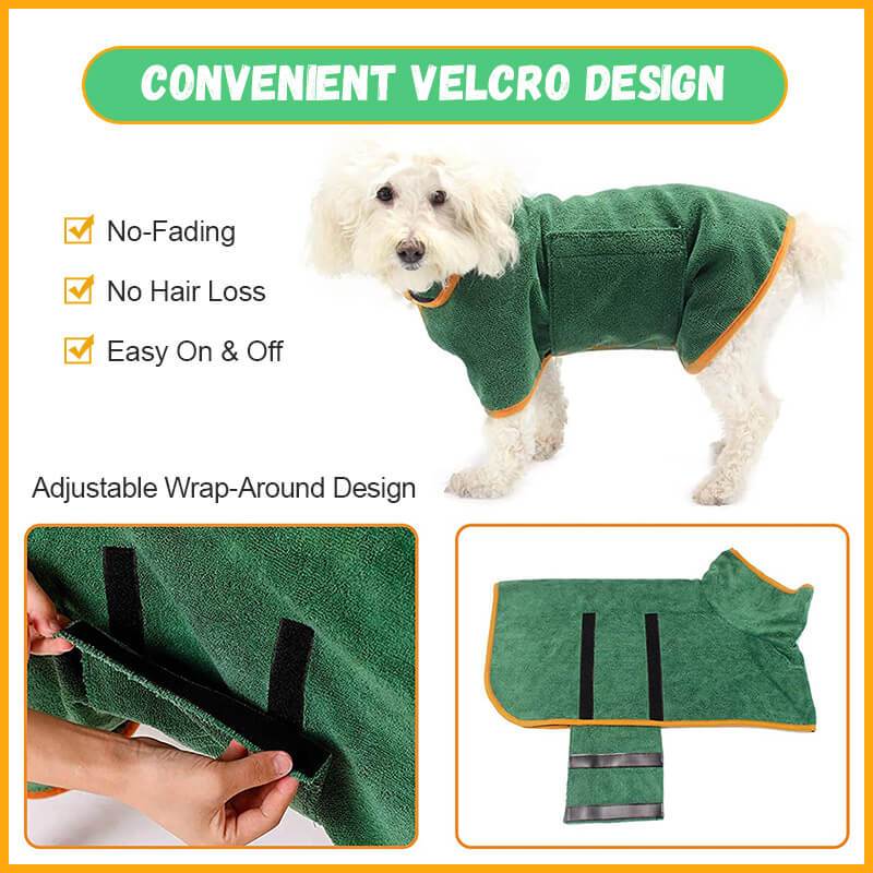 Pet Bath Drying Robe Wrap – Microfiber Absorbent Dog & Cat Towel Coat