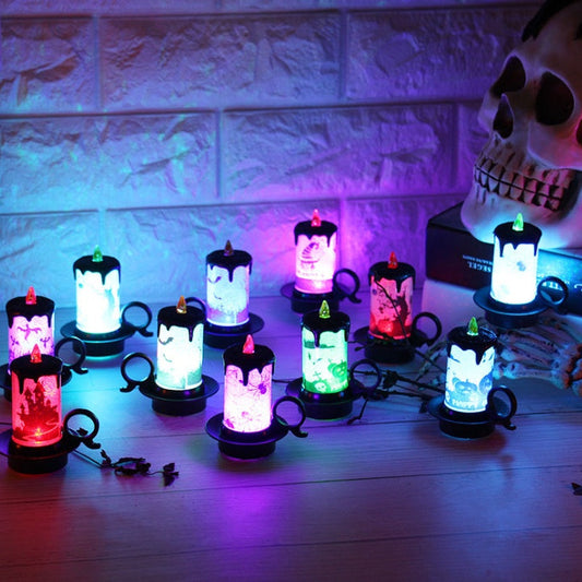 Halloween LED Flickering Candle Light – Decorative Cup Lamp for Spooky Room Decor