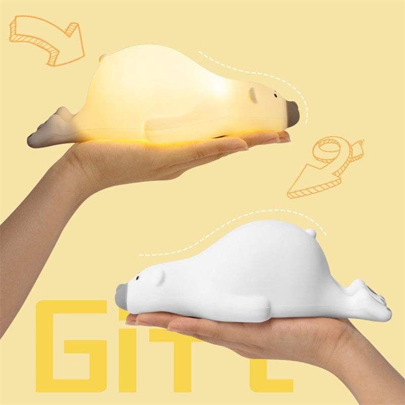Cute Bear Bedside Lamp – Silicone LED Night Light for Kids & Baby Rooms