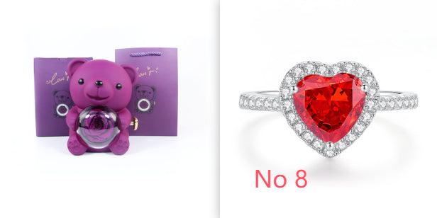 Eternal Flower Teddy Bear Jewelry Box – Romantic Gift for Girlfriend & Wife