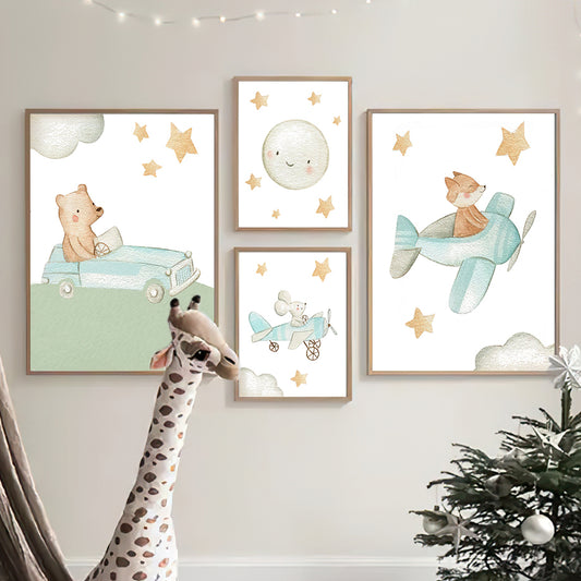 Scandinavian Kids Wall Art Canvas – Children’s Room Decor Poster for Nursery & Toddler Spaces