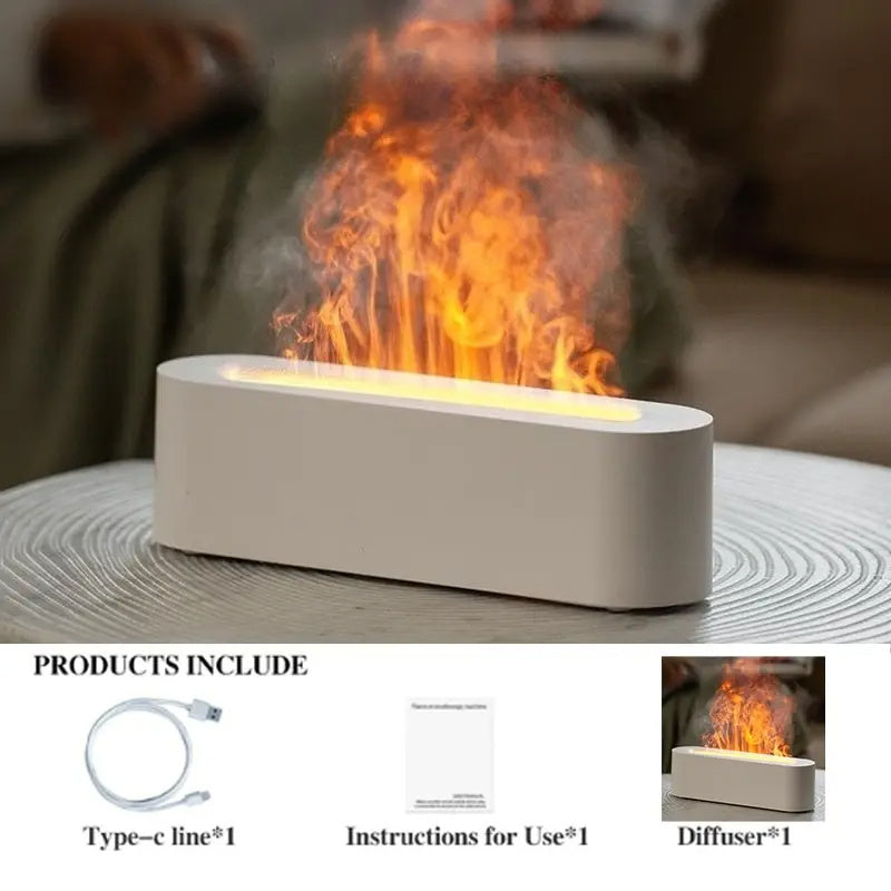 Home Spa Flame Aroma Diffuser – Ultrasonic Humidifier LED Fire Mist Maker Essential Oil Diffuser