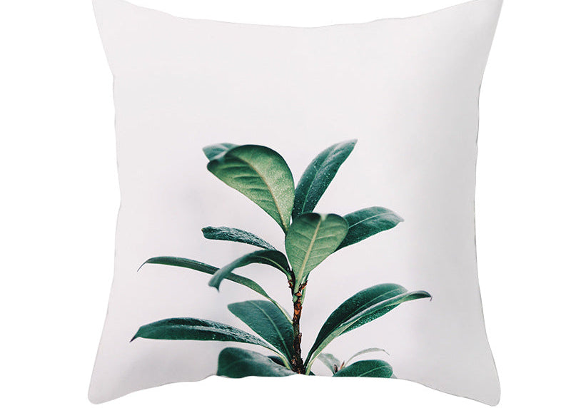 Light Tropical Plants Peach Skin Fleece Pillowcase – Soft Home Decor Cushion Cover