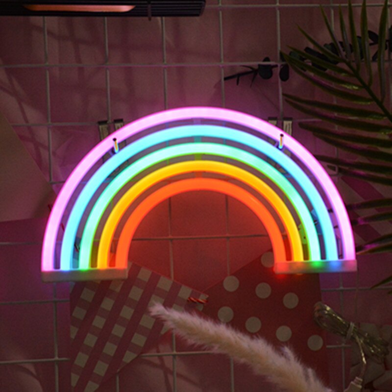 Rainbow LED Wall Hanging Light – Modern Neon Room Decor for Cozy Atmosphere