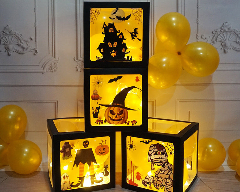 Halloween Balloon Box Set – Transparent Decor Boxes with Ghost & Pumpkin for Party Display