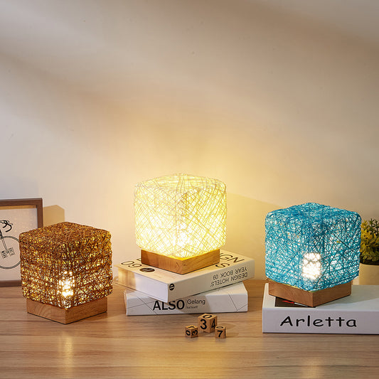 Cozy Rattan LED Lamp – Dimmable USB Night Light | Aesthetic Desk Decor