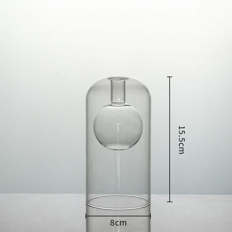Stylish Glass Vase Decor – Double Wall Hydroponic Flower Pot for Elegant Home Styling
