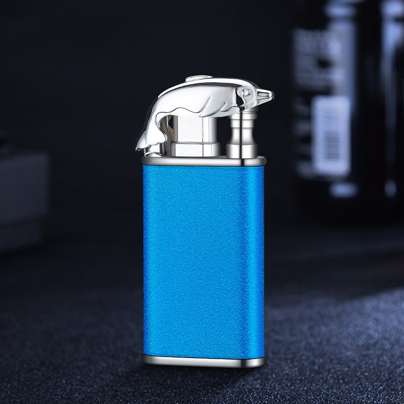 Windproof Jet Flame Torch Lighter – Creative Dolphin Dragon Tiger Double Fire Metal Refillable Lighter