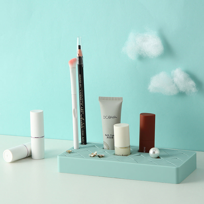 Silicone Lipstick Organizer – Makeup Storage Rack for Vanity & Beauty Setup