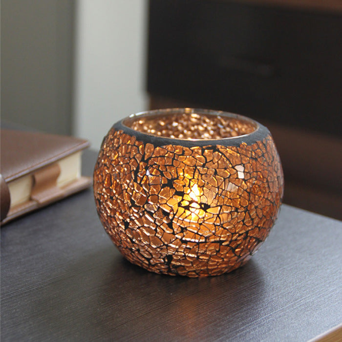 Colorful Mosaic Glass Candle Holder – Elegant Romantic Lighting for Home & Events