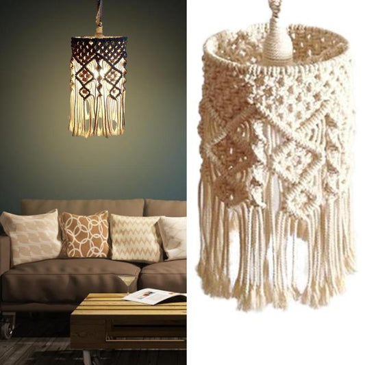 Hand-Knitted Macramé Lampshade for Boho Chic Lighting