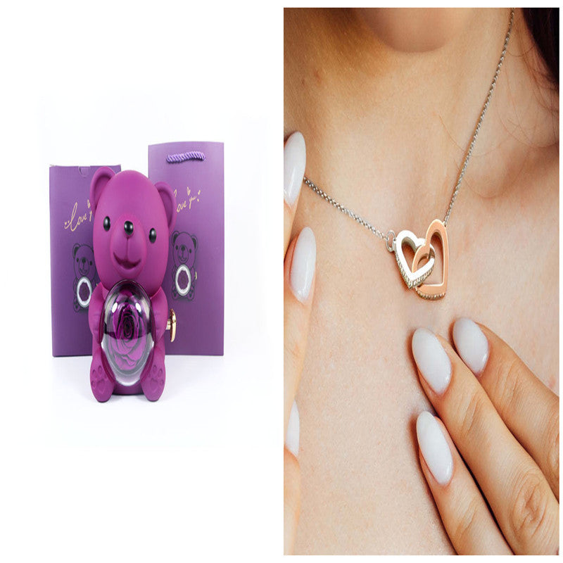 Eternal Flower Teddy Bear Jewelry Box – Romantic Gift for Girlfriend & Wife