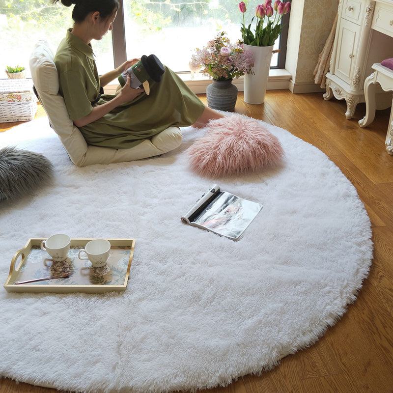 Soft Plush Round Rug Mat Fluffy White Carpets - perfect for living room & bedroom